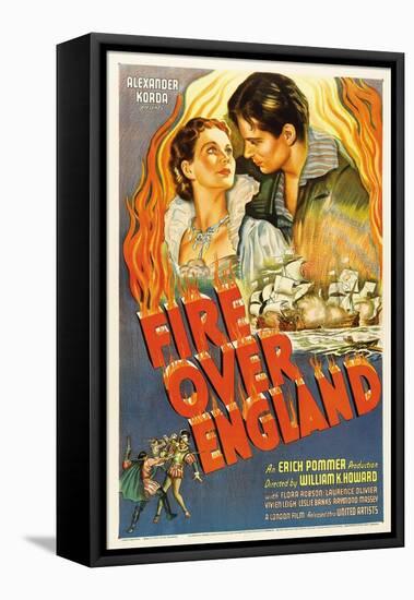 Fire over England, Flora Robson, Laurence Olivier, 1937-null-Framed Stretched Canvas