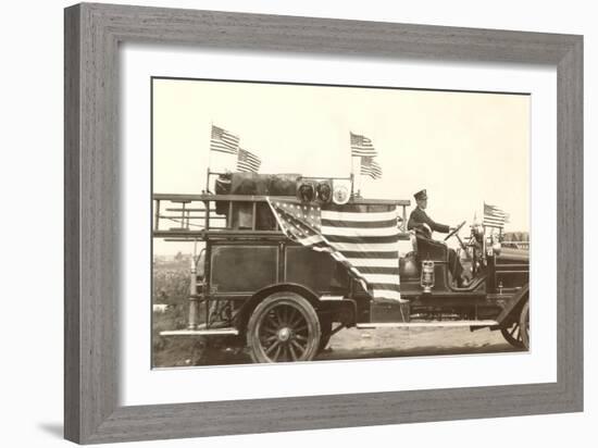 Fire Truck with Flags-null-Framed Art Print