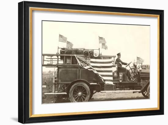Fire Truck with Flags-null-Framed Art Print