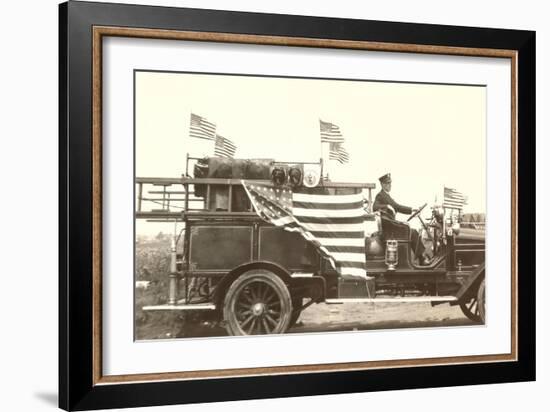 Fire Truck with Flags-null-Framed Art Print