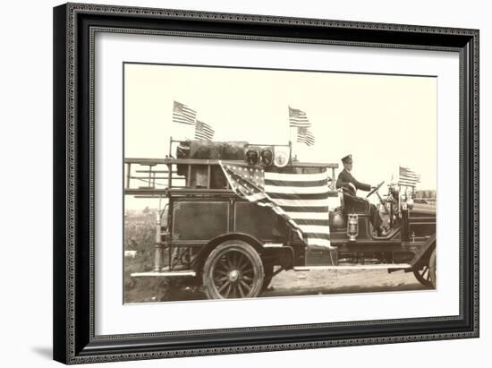 Fire Truck with Flags-null-Framed Art Print