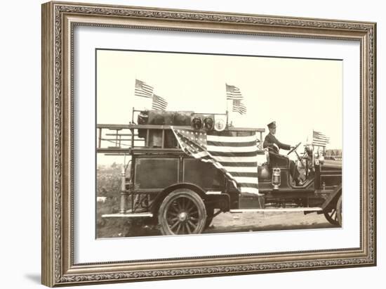 Fire Truck with Flags-null-Framed Premium Giclee Print