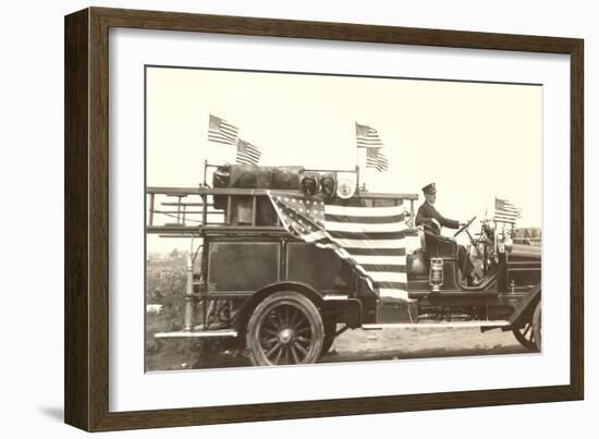 Fire Truck with Flags-null-Framed Premium Giclee Print