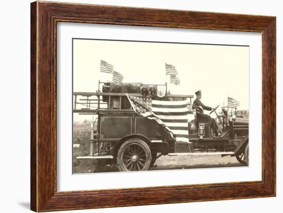 Fire Truck with Flags-null-Framed Premium Giclee Print