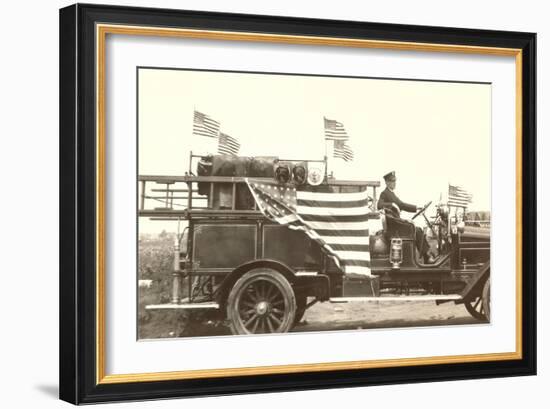 Fire Truck with Flags-null-Framed Premium Giclee Print