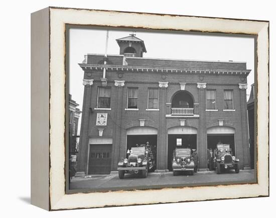 Fire Trucks Sitting Ready to Go at a Firehouse-Hansel Mieth-Framed Premier Image Canvas