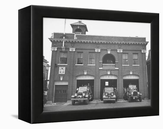 Fire Trucks Sitting Ready to Go at a Firehouse-Hansel Mieth-Framed Premier Image Canvas