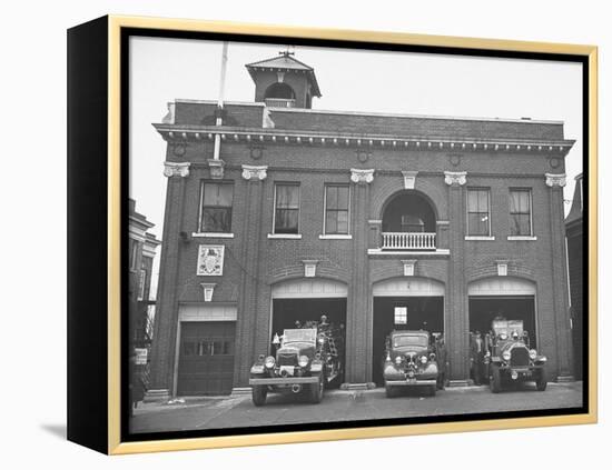 Fire Trucks Sitting Ready to Go at a Firehouse-Hansel Mieth-Framed Premier Image Canvas