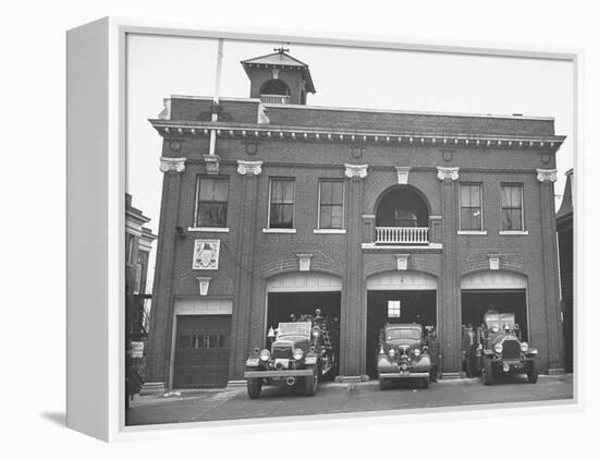 Fire Trucks Sitting Ready to Go at a Firehouse-Hansel Mieth-Framed Premier Image Canvas