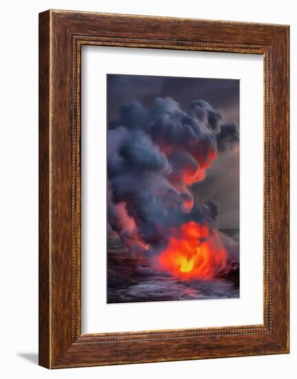 Fire Water Lava Shore Hawaii Big Island Volcano National Park-Vincent James-Framed Photographic Print