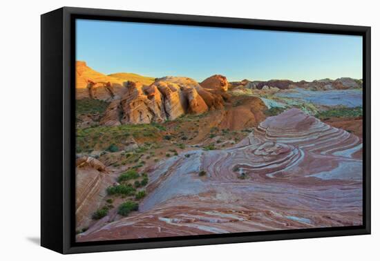 Fire Wave, sunset, Valley of Fire State Park, Nevada, USA-Michel Hersen-Framed Premier Image Canvas