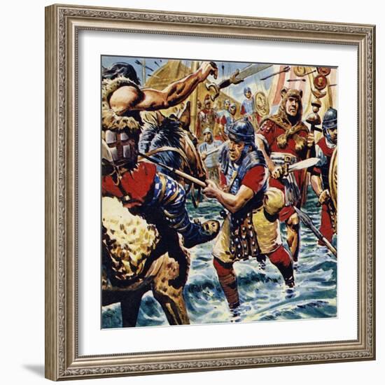 Fired Up by the Bravery of the Standard-Bearer, the Other Roman Legions Gained Courage-C.l. Doughty-Framed Giclee Print