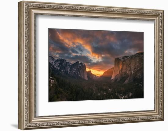 Firefall light, Yosemite Valley, California,  Epic Light Beams-Vincent James-Framed Photographic Print