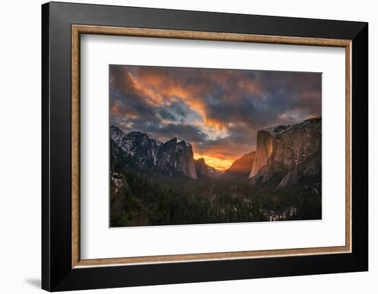 Firefall light, Yosemite Valley, California,  Epic Light Beams-Vincent James-Framed Photographic Print