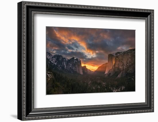 Firefall light, Yosemite Valley, California,  Epic Light Beams-Vincent James-Framed Photographic Print