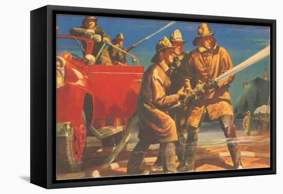 Firefighters Manning the Hoses-null-Framed Stretched Canvas