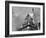 Fireman on Ladder Using a Hose to Extinguish Blazing Building Set Afire-Hans Wild-Framed Photographic Print