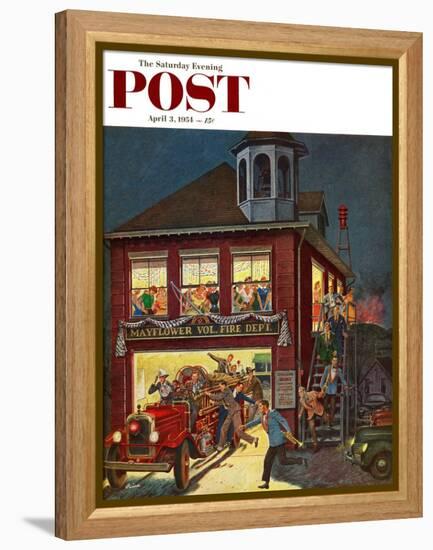 "Fireman's Ball" Saturday Evening Post Cover, April 3, 1954-Ben Kimberly Prins-Framed Premier Image Canvas