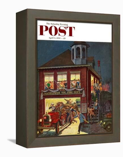 "Fireman's Ball" Saturday Evening Post Cover, April 3, 1954-Ben Kimberly Prins-Framed Premier Image Canvas