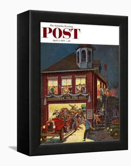 "Fireman's Ball" Saturday Evening Post Cover, April 3, 1954-Ben Kimberly Prins-Framed Premier Image Canvas