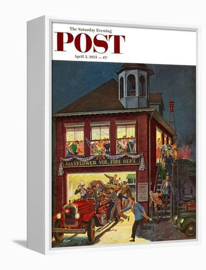 "Fireman's Ball" Saturday Evening Post Cover, April 3, 1954-Ben Kimberly Prins-Framed Premier Image Canvas