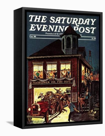 "Fireman's Ball," Saturday Evening Post Cover, February 1, 1982-Ben Kimberly Prins-Framed Premier Image Canvas