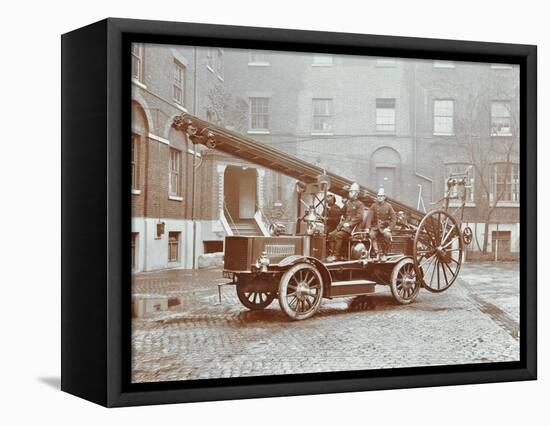 Firemen Aboard a Motor Fire Escape Vehicle, London Fire Brigade Headquarters, London, 1909-null-Framed Premier Image Canvas