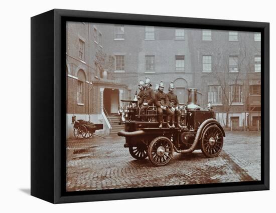 Firemen Aboard a Motor Steamer, London Fire Brigade Headquarters, London, 1909-null-Framed Premier Image Canvas