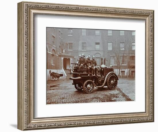 Firemen Aboard a Motor Steamer, London Fire Brigade Headquarters, London, 1909-null-Framed Photographic Print