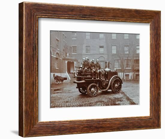 Firemen Aboard a Motor Steamer, London Fire Brigade Headquarters, London, 1909-null-Framed Photographic Print