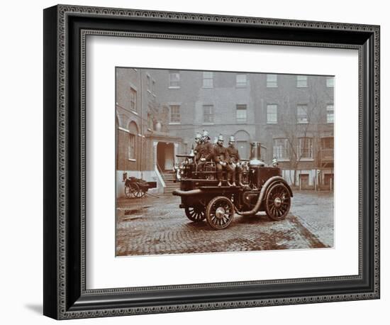 Firemen Aboard a Motor Steamer, London Fire Brigade Headquarters, London, 1909-null-Framed Photographic Print