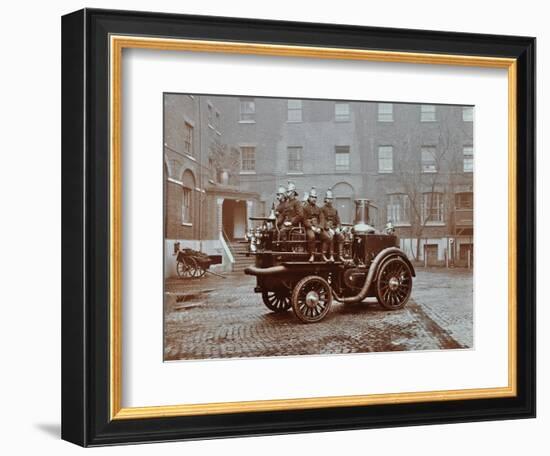 Firemen Aboard a Motor Steamer, London Fire Brigade Headquarters, London, 1909-null-Framed Photographic Print