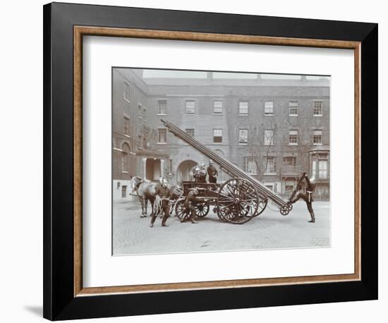 Firemen Demonstrating a Horse-Drawm Escape Vehicle, London Fire Brigade Headquarters, London, 1910-null-Framed Photographic Print