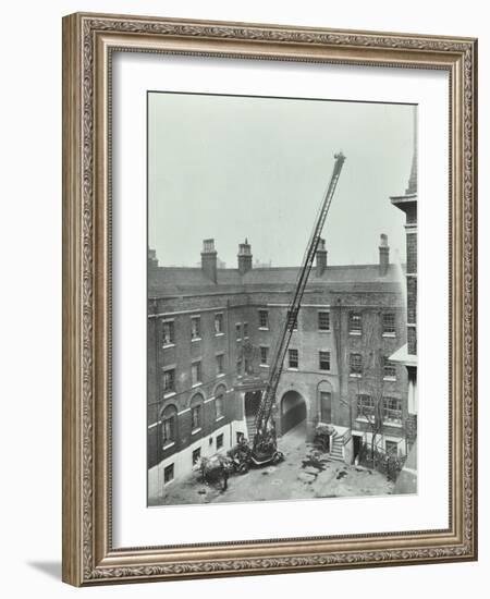 Firemen Demonstrating the Magirus Ladder, London Fire Brigade Headquarters, London, 1910-null-Framed Photographic Print