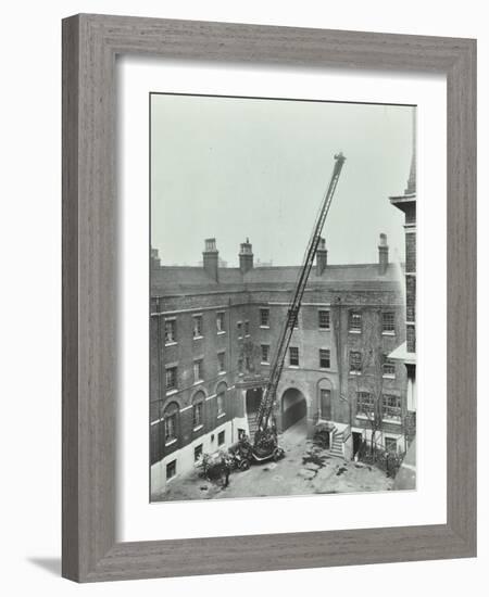 Firemen Demonstrating the Magirus Ladder, London Fire Brigade Headquarters, London, 1910-null-Framed Photographic Print