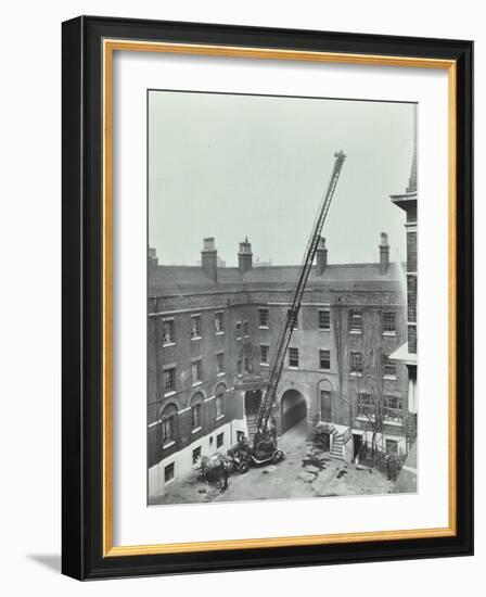 Firemen Demonstrating the Magirus Ladder, London Fire Brigade Headquarters, London, 1910-null-Framed Photographic Print