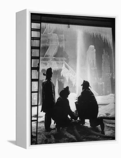 Firemen Fighting a Fire During Icy Weather-Al Fenn-Framed Premier Image Canvas