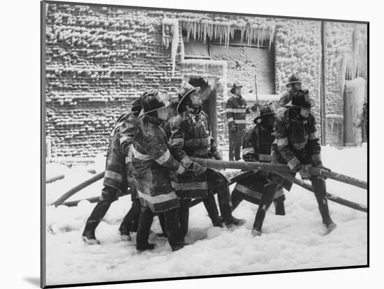 Firemen Fighting a Fire During Icy Weather-Al Fenn-Mounted Photographic Print
