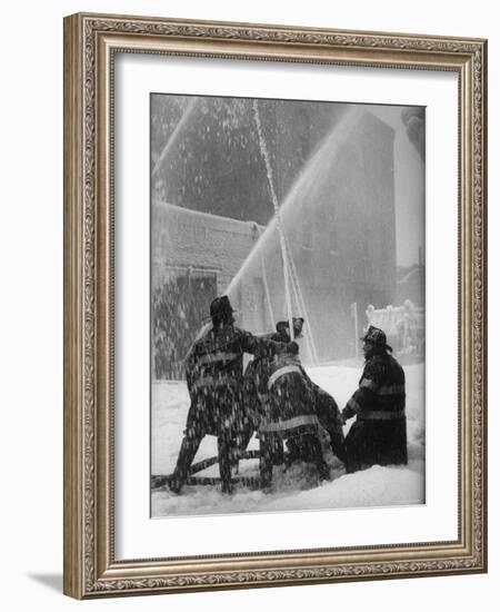 Firemen Fighting a Fire During Icy Weather-Al Fenn-Framed Photographic Print