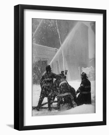 Firemen Fighting a Fire During Icy Weather-Al Fenn-Framed Photographic Print