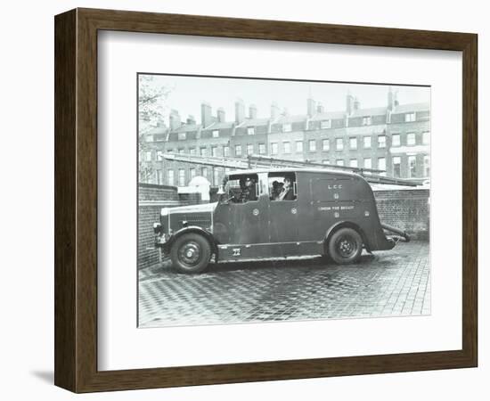 Firemen Inside a Fire Engine, Kingsland Road Fire Station, London, 1935-null-Framed Photographic Print