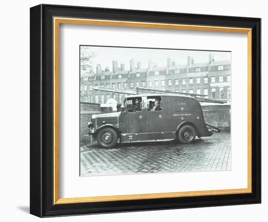 Firemen Inside a Fire Engine, Kingsland Road Fire Station, London, 1935-null-Framed Photographic Print