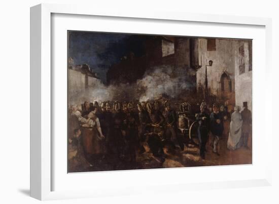 Firemen Running to a Fire-Gustave Courbet-Framed Giclee Print