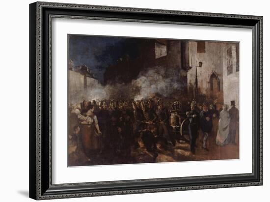 Firemen Running to a Fire-Gustave Courbet-Framed Giclee Print