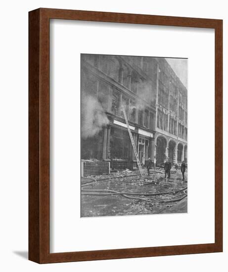 Firemen Tackle City Blaze, 1940, (1940)-null-Framed Photographic Print