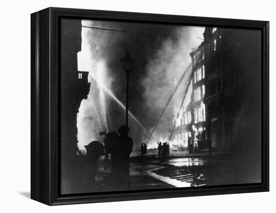 Firemen Using Hoses on the Inferno at Eastcheap London Ec at the Height of the Blitz-null-Framed Premier Image Canvas