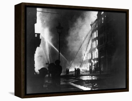 Firemen Using Hoses on the Inferno at Eastcheap London Ec at the Height of the Blitz-null-Framed Premier Image Canvas