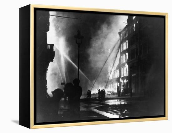 Firemen Using Hoses on the Inferno at Eastcheap London Ec at the Height of the Blitz-null-Framed Premier Image Canvas