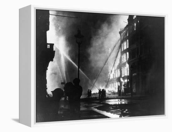 Firemen Using Hoses on the Inferno at Eastcheap London Ec at the Height of the Blitz-null-Framed Premier Image Canvas