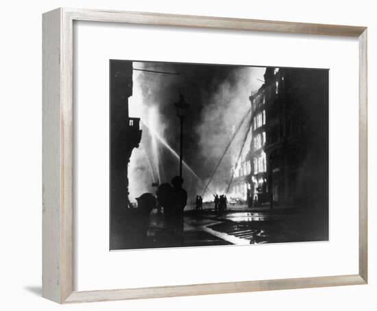 Firemen Using Hoses on the Inferno at Eastcheap London Ec at the Height of the Blitz-null-Framed Photographic Print